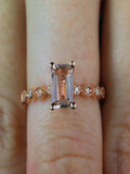 1.25 Carat Peach Pink Morganite and Diamond Engagement Ring in 10k Rose Gold J3934