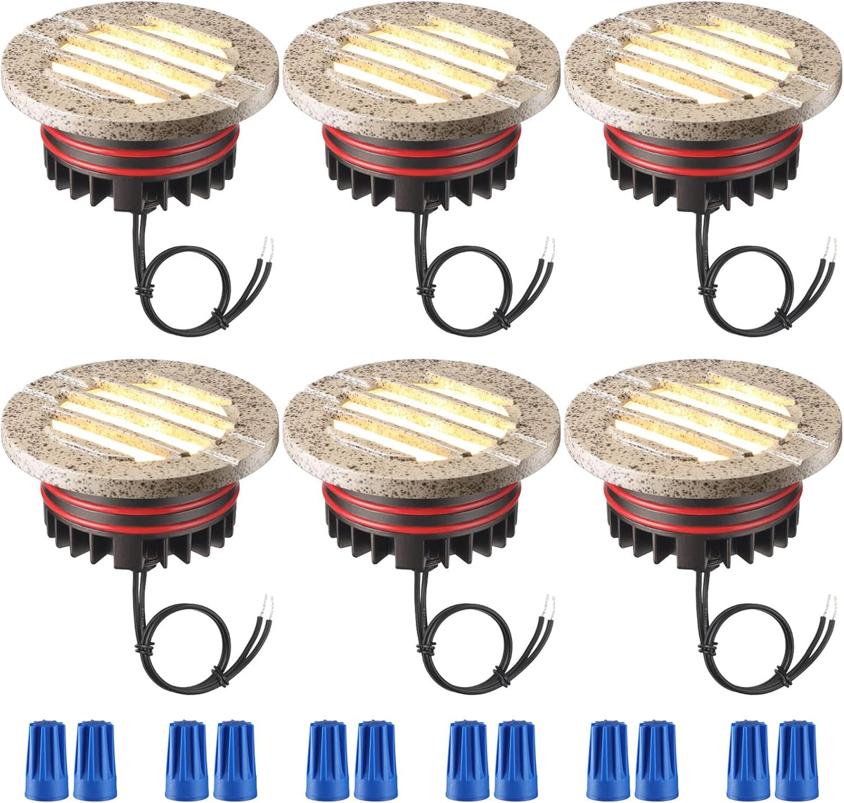 6 Pack 6W LED Well Lights, 3000K Warm White, IP67 Waterproof, Aluminum Housing, Pebble Grey J66027