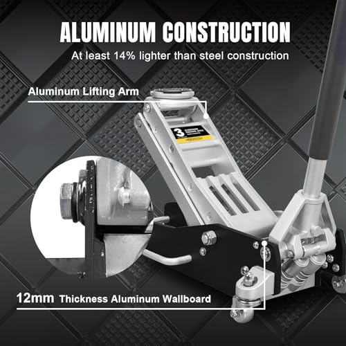1.5 Ton Hydraulic Low Profile Aluminum and Steel Racing Floor Jack with Dual Piston Quick Lift Pump N2272