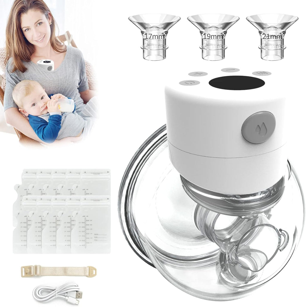 Electric Wearable Breast Pump, Hands Free, Portable, 2 Mode & 9 Levels, LCD Display B8631