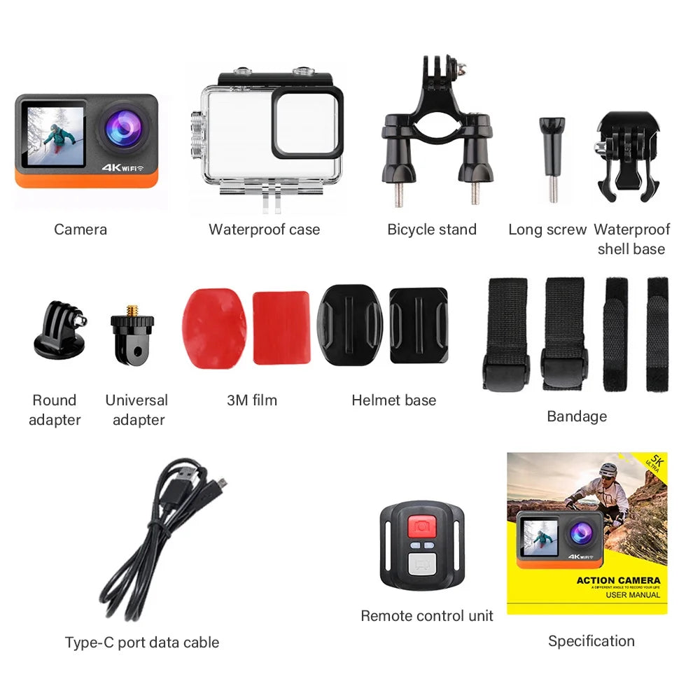 24MP Waterproof Sport Camera with Dual Screen M1442