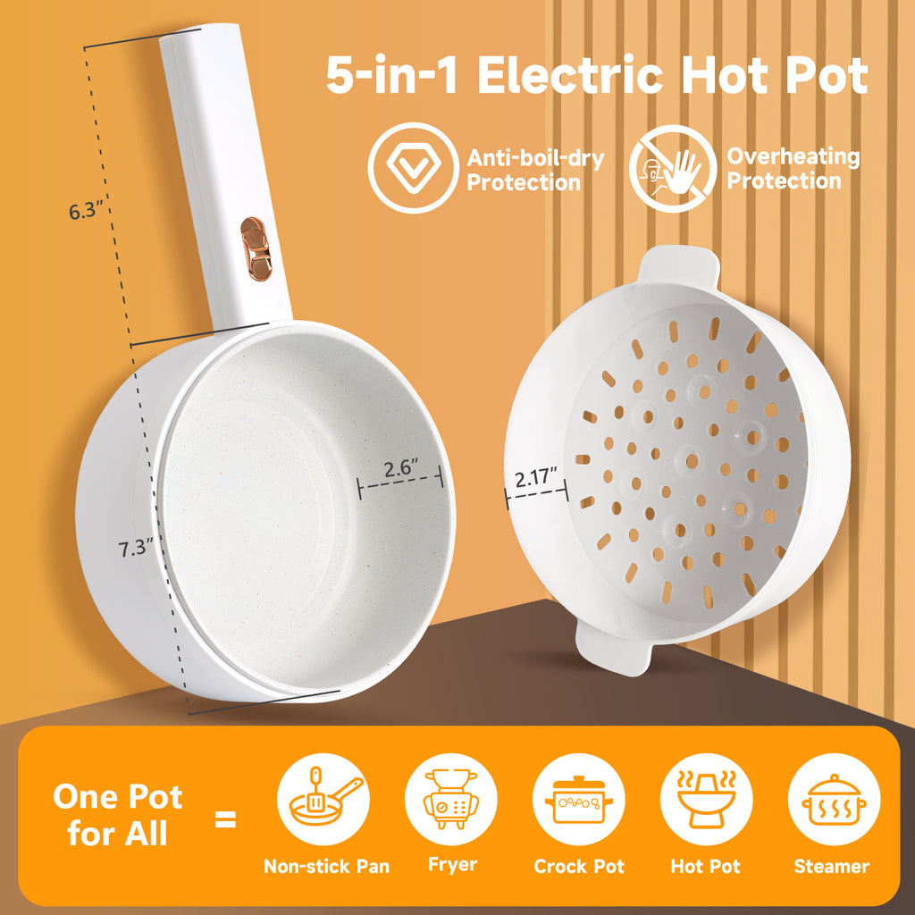 1.6L Non-stick Electric Hot Pot with Steamer I578077