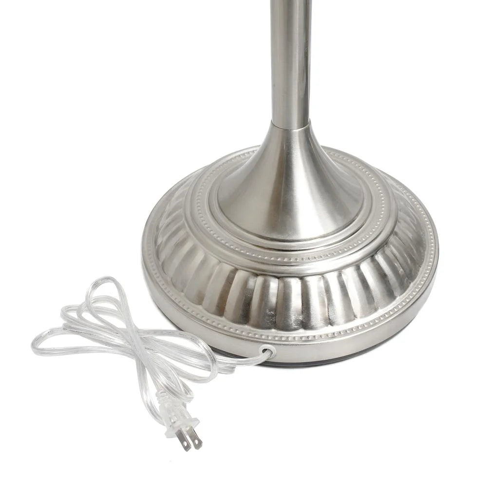 1 Light Brushed Nickel Torchiere Floor Lamp with White Glass Shade V8456