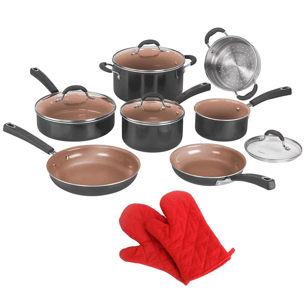 11 Pc Non Stick Cookware Set with Oven Mitt C83724