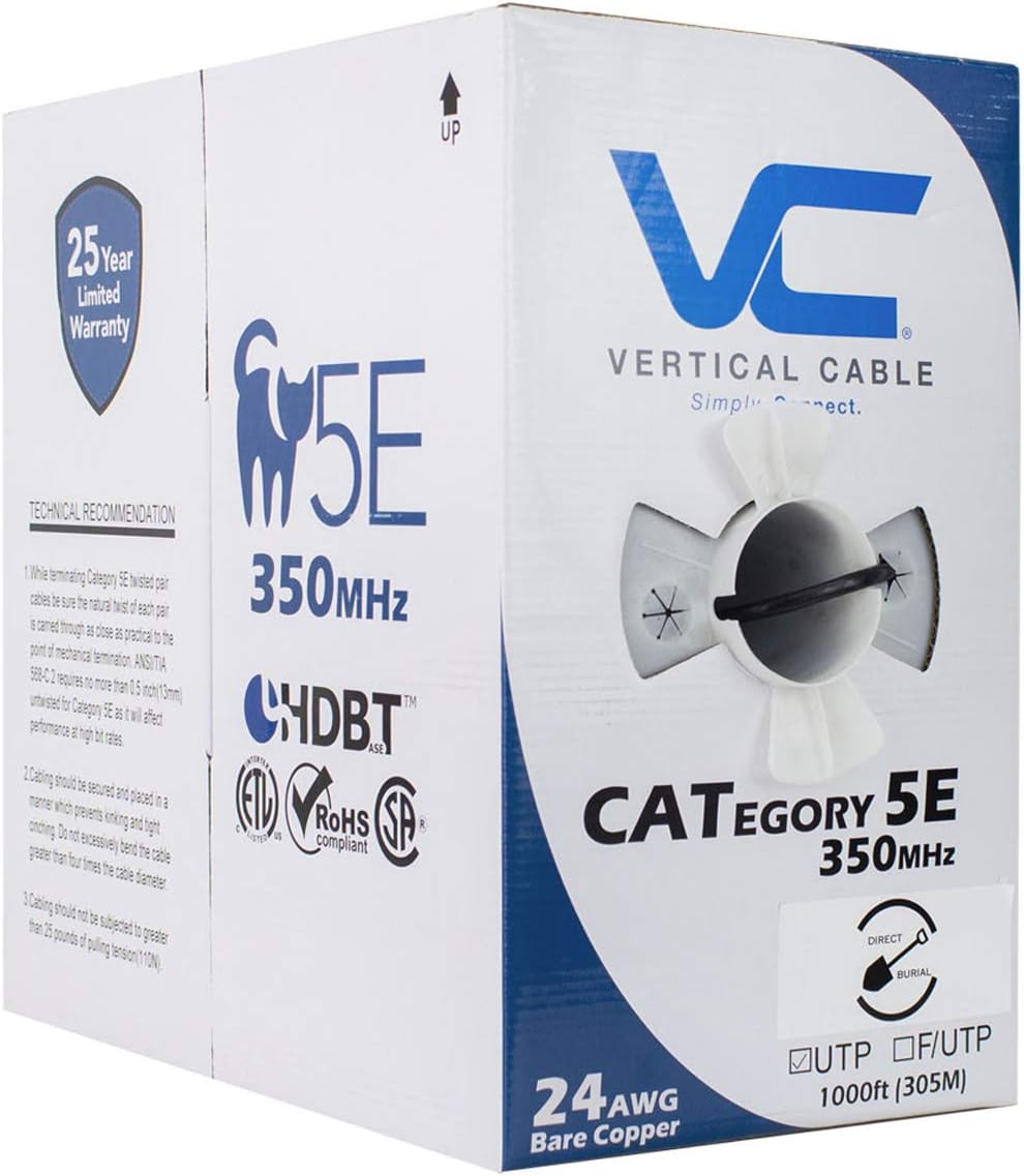 1000ft Black Bulk Ethernet Cable S249
