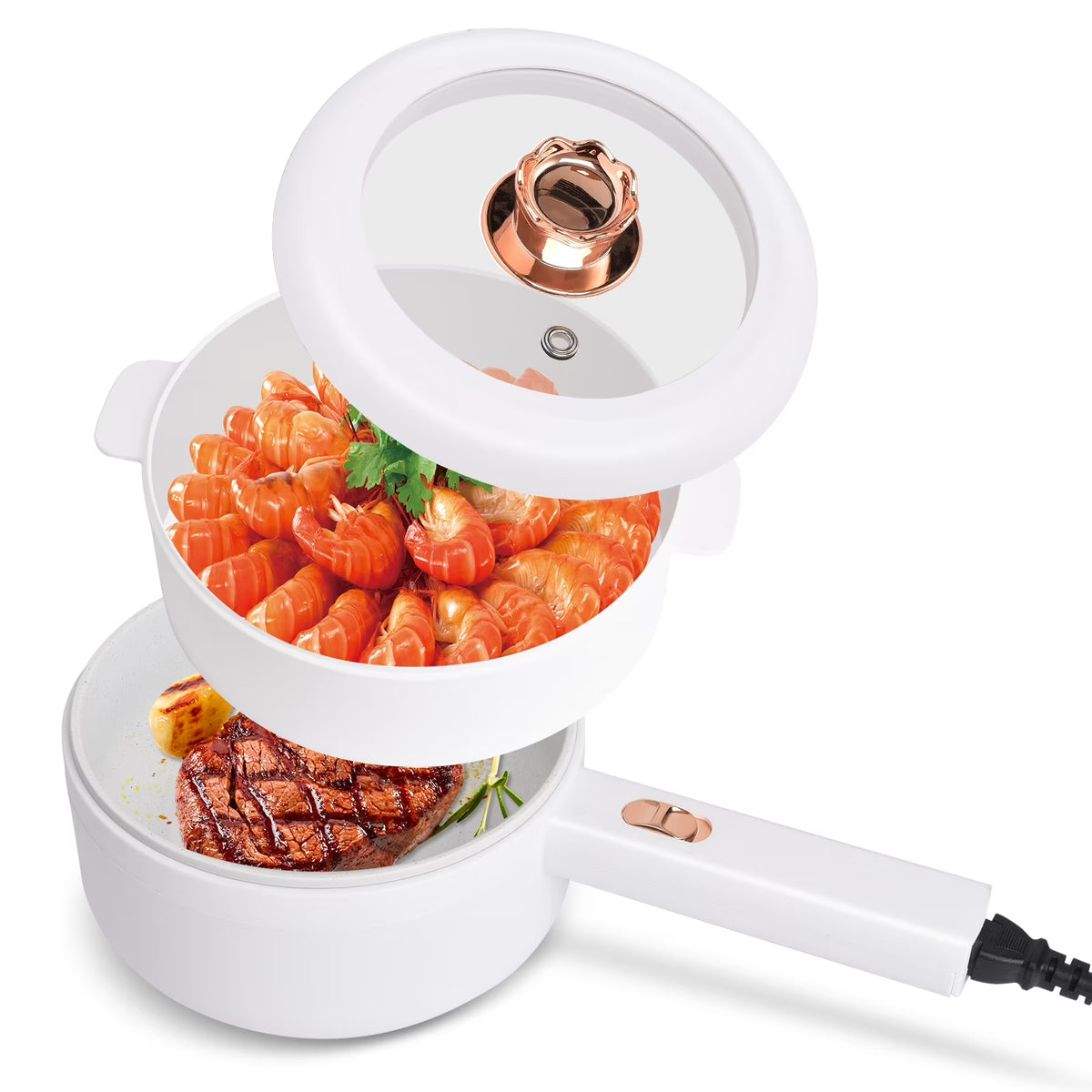1.6L Non-stick Electric Hot Pot with Steamer I578077