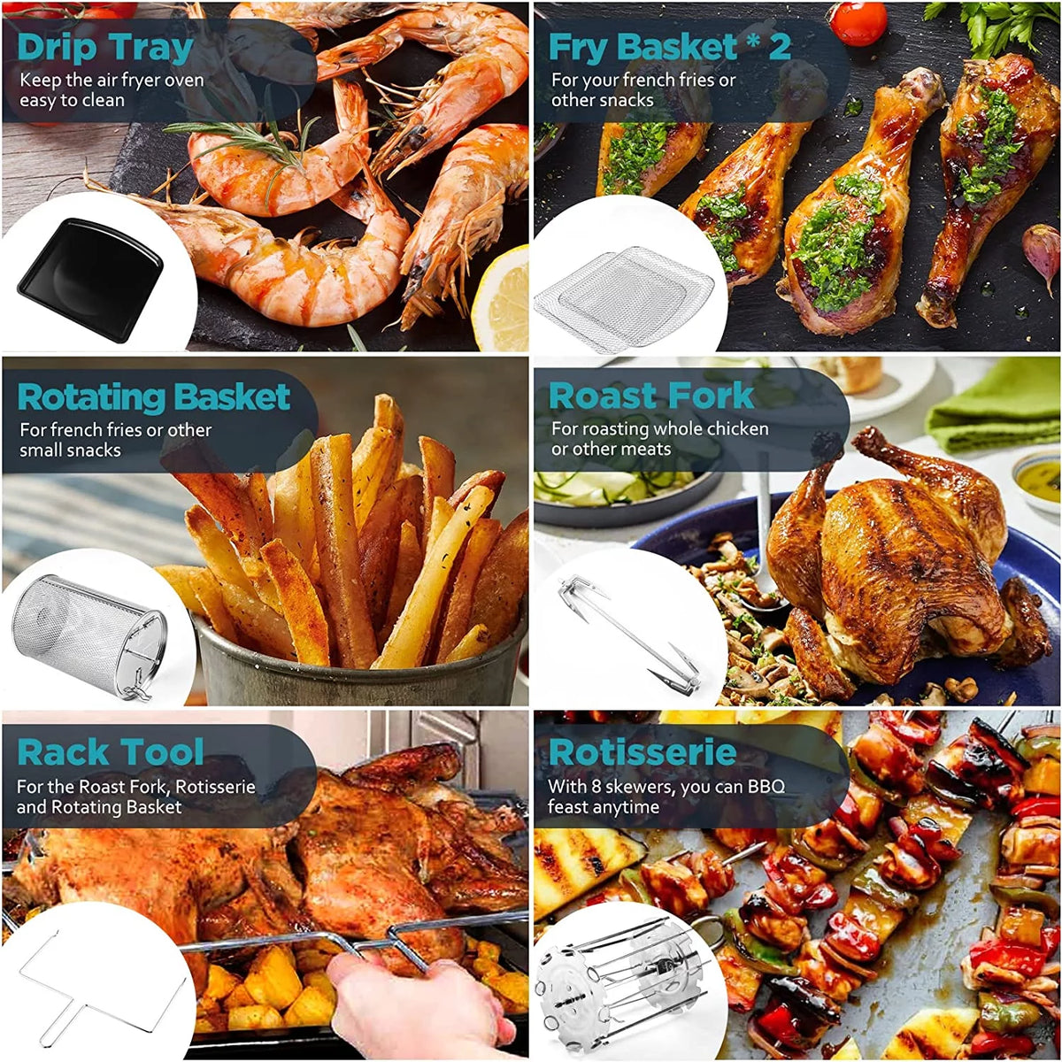 12 QT 1700W Air Fryer with LCD Touch Screen C6746