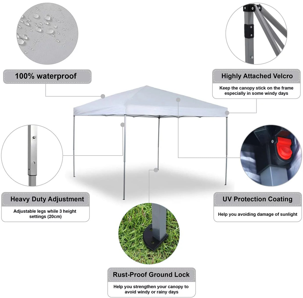 10x10 White Pop-up Canopy Tent with Bag A445179