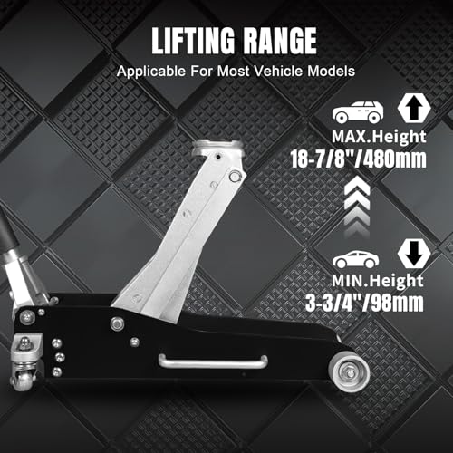 1.5 Ton Hydraulic Low Profile Aluminum and Steel Racing Floor Jack with Dual Piston Quick Lift Pump N2272