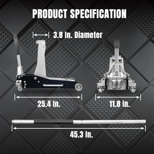 1.5 Ton Hydraulic Low Profile Aluminum and Steel Racing Floor Jack with Dual Piston Quick Lift Pump N2272