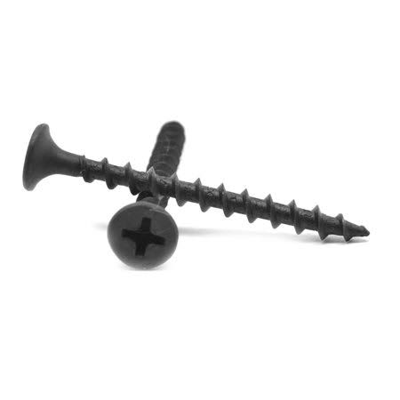 10-12 x 3 1/2 inch Fine Thread Drywall Screw Phillips Bugle Head Medium Carbon Steel Black Phosphate Pk 500 V8264