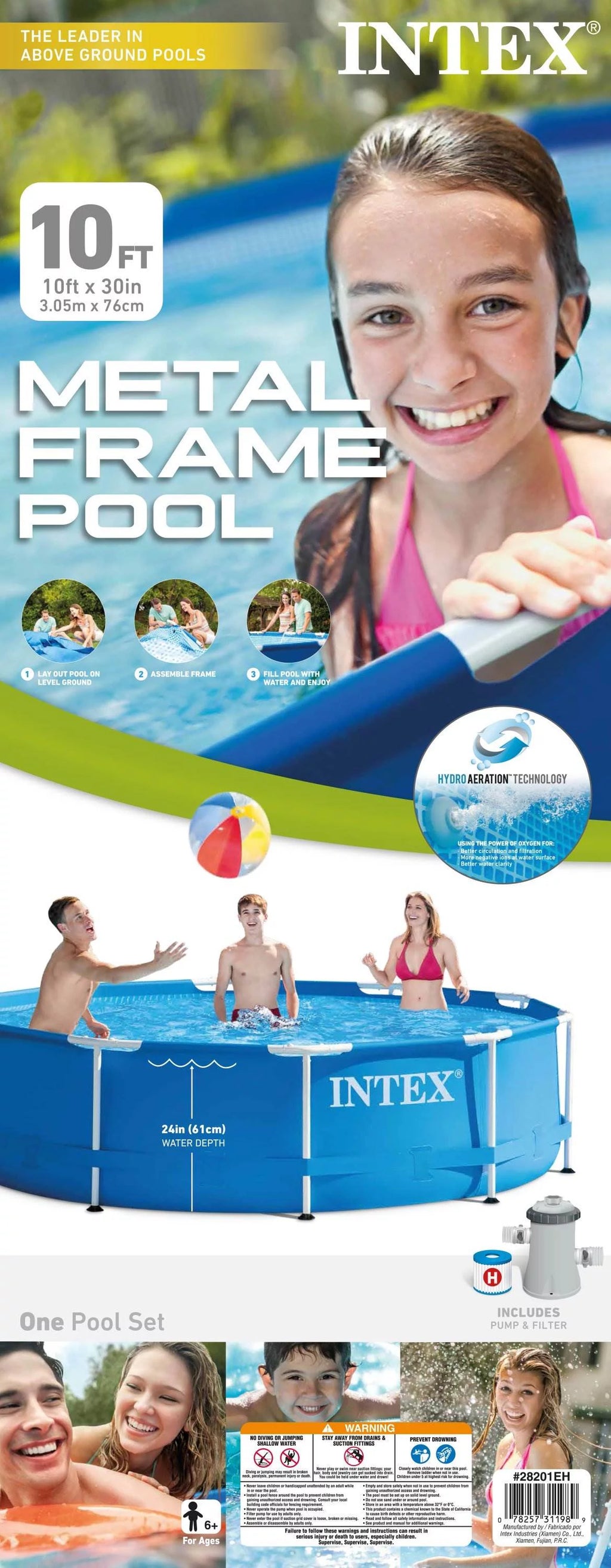 10ft x 30in Metal Frame Above Ground Swimming Pool Set with Filter Pump Q2761