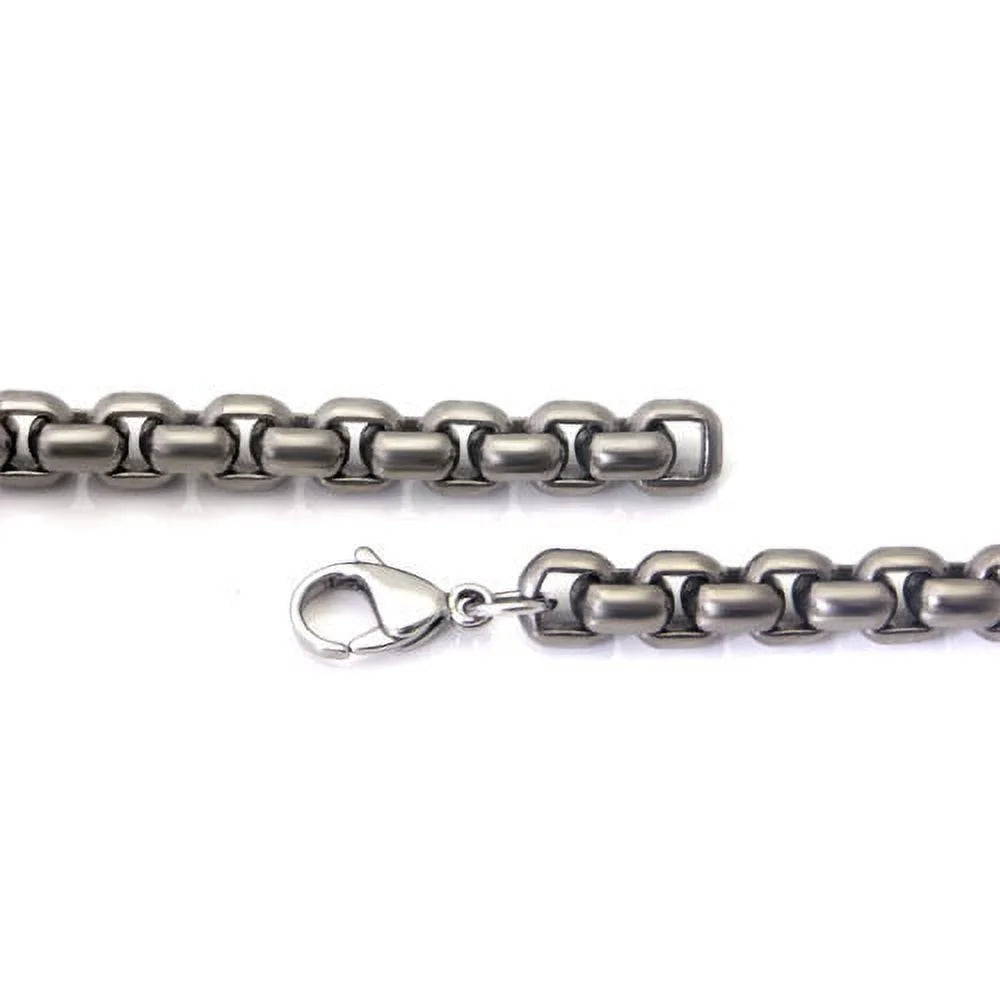 Titanium 7MM Box Link Matte Finish Gray Necklace Chain 18" R735