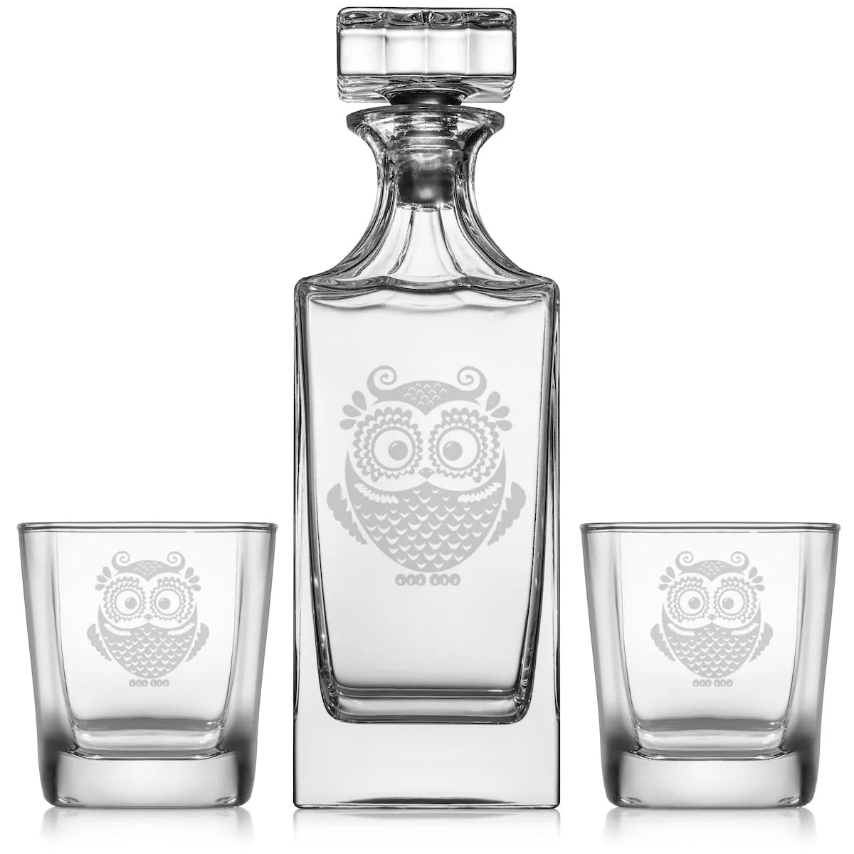 Whiskey Decanter Gift Set With 2 Old Fashioned Glasses P932