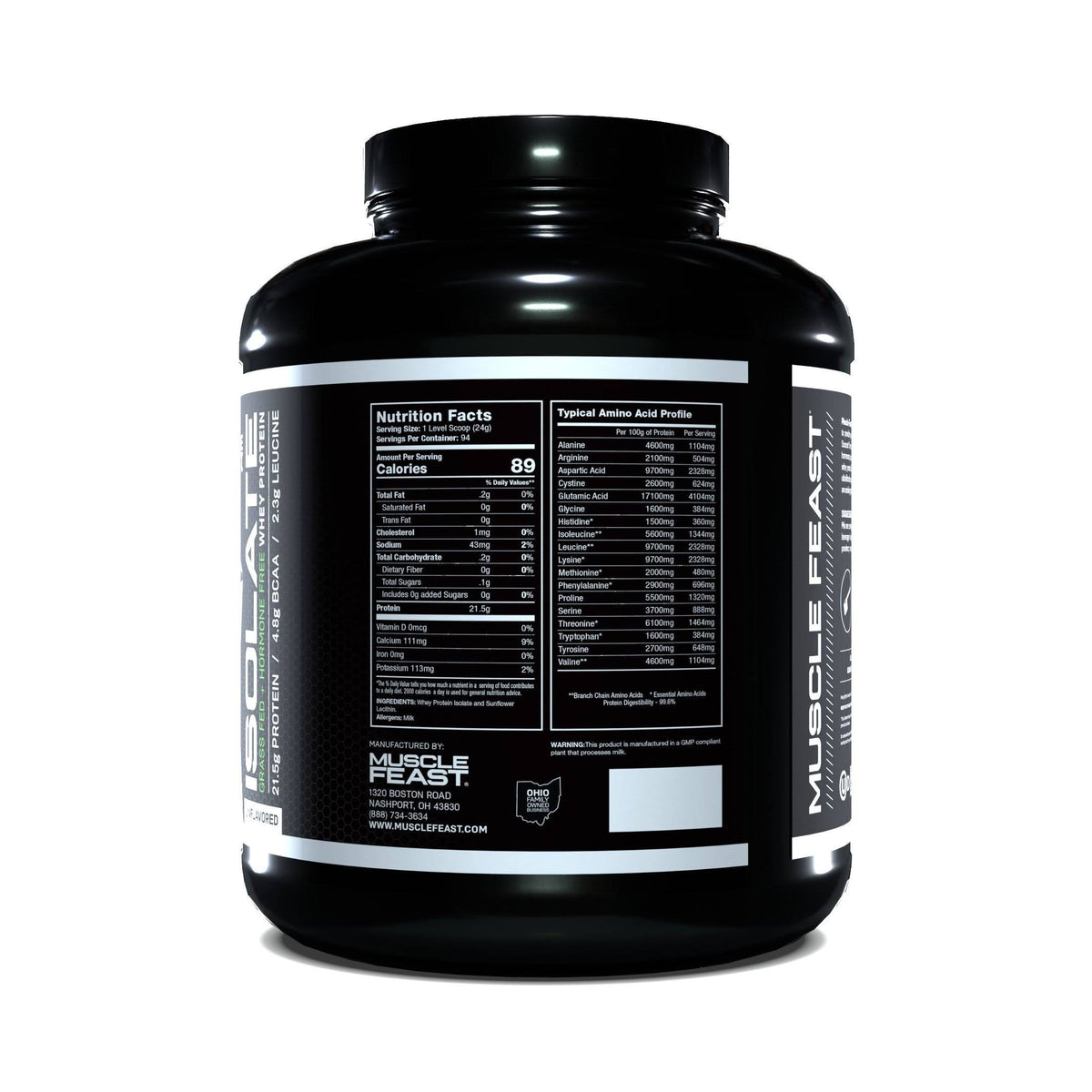 100% Pure Whey Protein Isolate Powder Cappuccino 5 lb E586