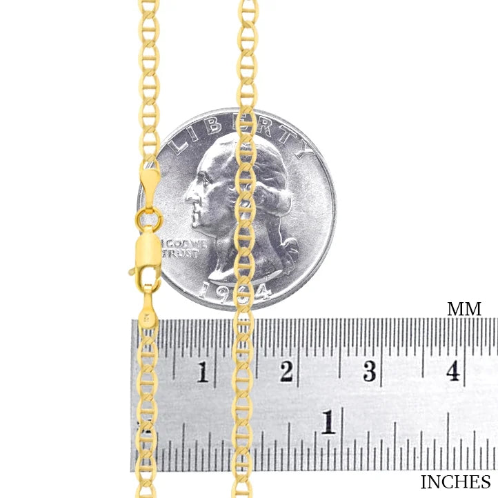 10k Yellow Gold Solid Anchor Chain Necklace 16" - 30" F990183