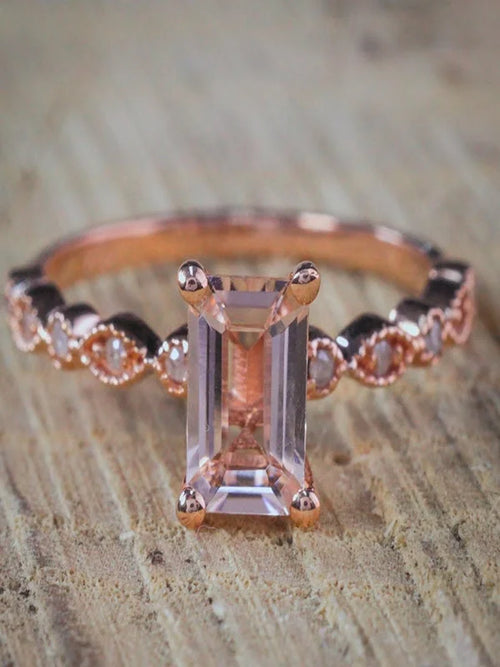 1.25 Carat Peach Pink Morganite and Diamond Engagement Ring in 10k Rose Gold R7777